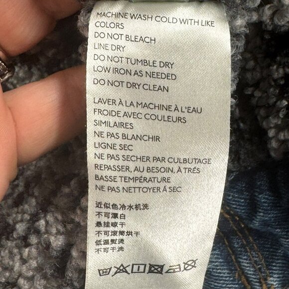 Free People Jean Jacket With Gray Leopard Sherpa Lining Womens XS - Picture 5 of 7